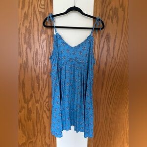 Patrons of Peace Blue Floral Ruffle Top